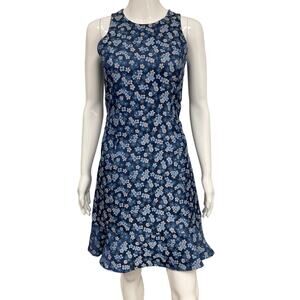 MICHAEL MICHAEL KORS Blue Floral Ikat Sleeveless Flounce Mini Dress Size 0